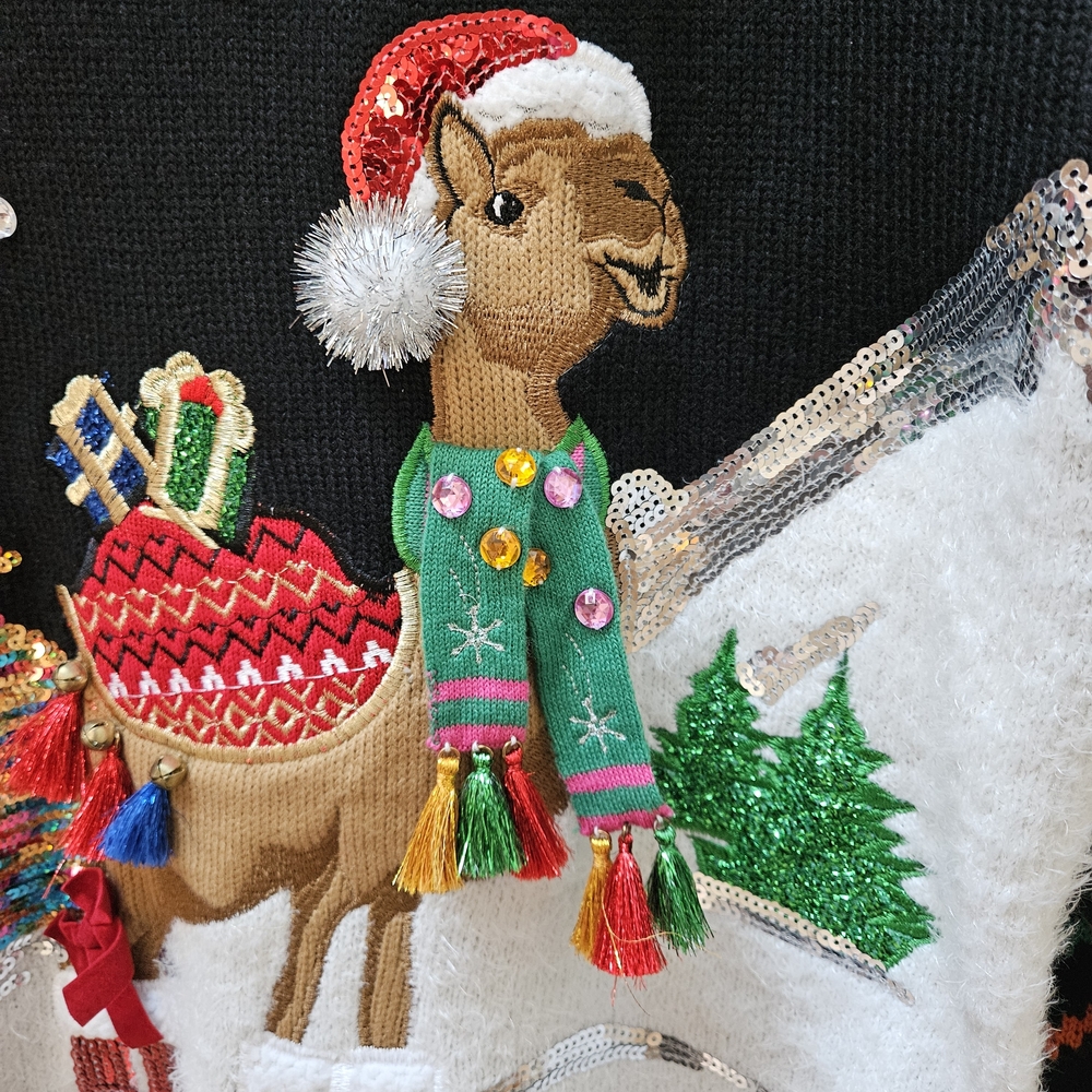 Christmas Sweater Colorful Holiday Design Camel Size 1X - Picture 7 of 7